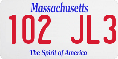MA license plate 102JL3