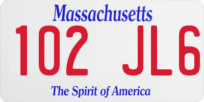 MA license plate 102JL6