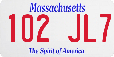 MA license plate 102JL7