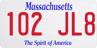 MA license plate 102JL8
