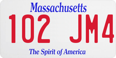 MA license plate 102JM4
