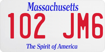MA license plate 102JM6