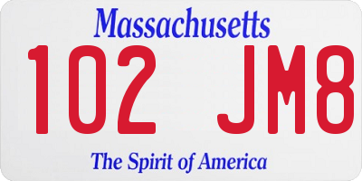 MA license plate 102JM8