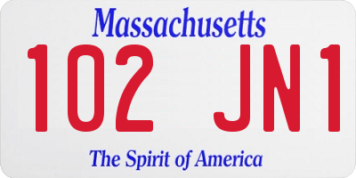 MA license plate 102JN1