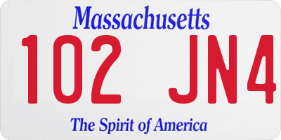 MA license plate 102JN4