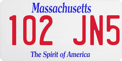 MA license plate 102JN5