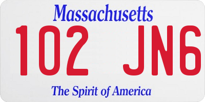 MA license plate 102JN6