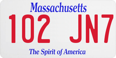 MA license plate 102JN7