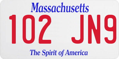 MA license plate 102JN9