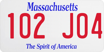 MA license plate 102JO4