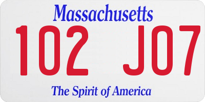 MA license plate 102JO7