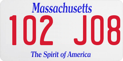 MA license plate 102JO8