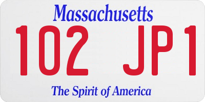 MA license plate 102JP1