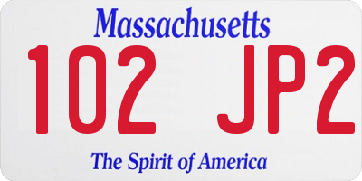 MA license plate 102JP2