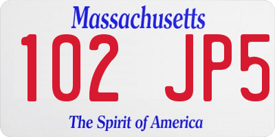 MA license plate 102JP5