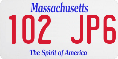 MA license plate 102JP6