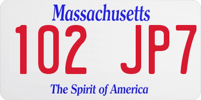 MA license plate 102JP7