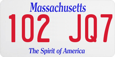MA license plate 102JQ7