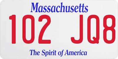 MA license plate 102JQ8