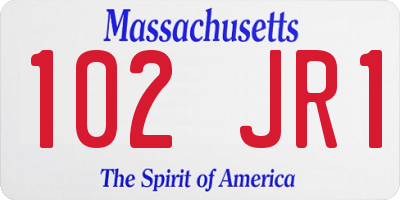 MA license plate 102JR1
