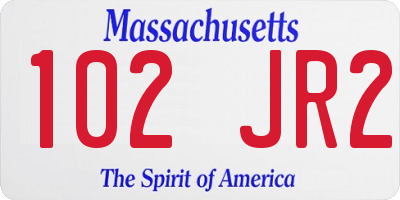 MA license plate 102JR2