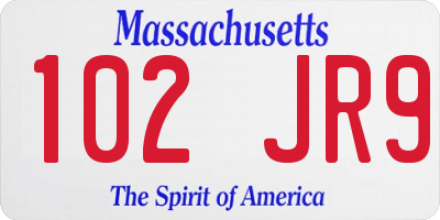 MA license plate 102JR9