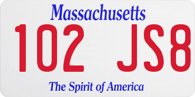 MA license plate 102JS8