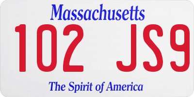 MA license plate 102JS9
