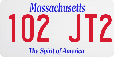 MA license plate 102JT2