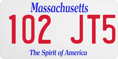 MA license plate 102JT5
