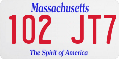 MA license plate 102JT7