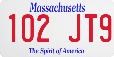 MA license plate 102JT9