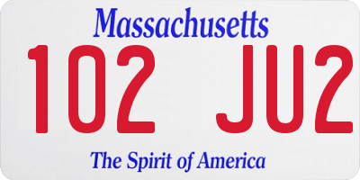MA license plate 102JU2