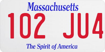 MA license plate 102JU4