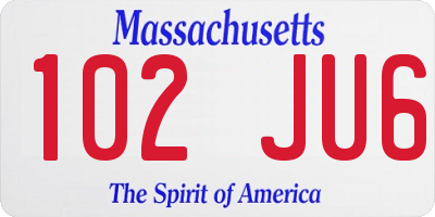 MA license plate 102JU6