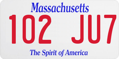 MA license plate 102JU7