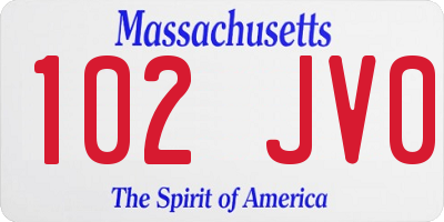 MA license plate 102JV0
