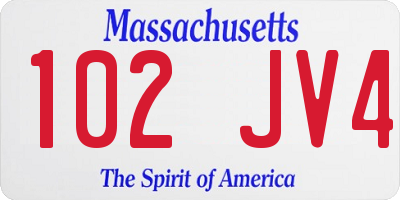 MA license plate 102JV4