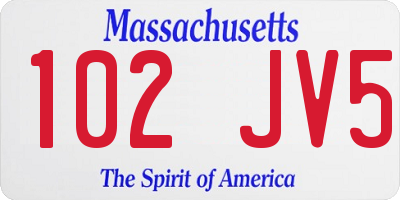 MA license plate 102JV5