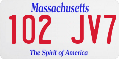 MA license plate 102JV7