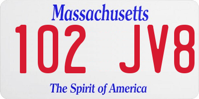 MA license plate 102JV8