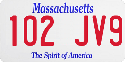 MA license plate 102JV9