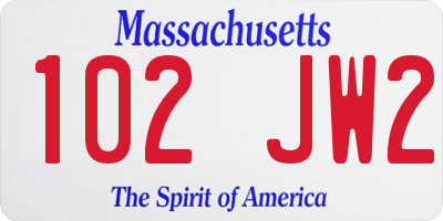 MA license plate 102JW2