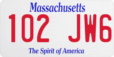 MA license plate 102JW6