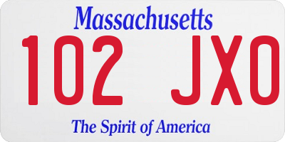 MA license plate 102JX0