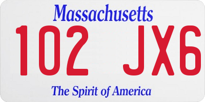 MA license plate 102JX6
