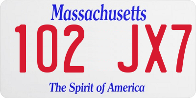 MA license plate 102JX7