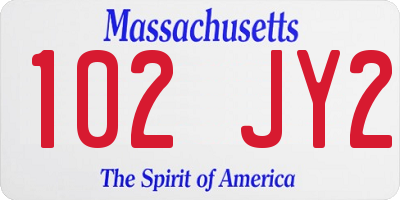 MA license plate 102JY2