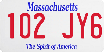 MA license plate 102JY6