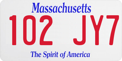 MA license plate 102JY7